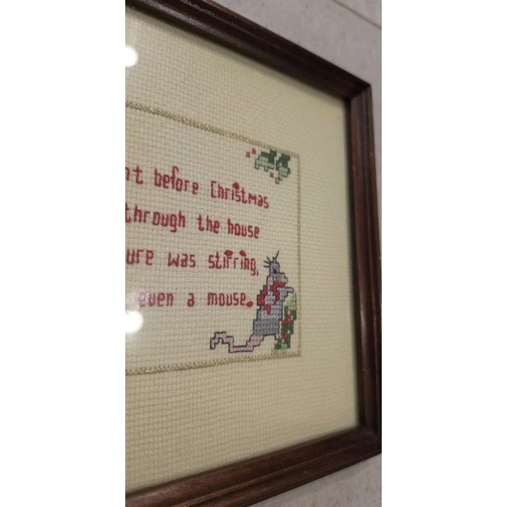 Christmas Twas the Night Before Christmas Needlepoint Wall Decor Handmade